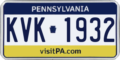 PA license plate KVK1932
