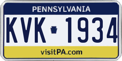 PA license plate KVK1934