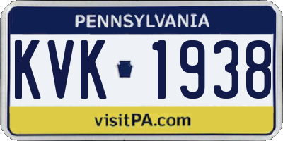 PA license plate KVK1938