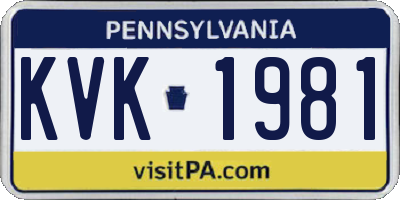 PA license plate KVK1981