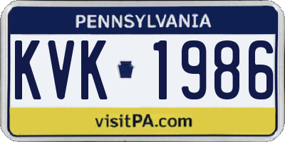 PA license plate KVK1986