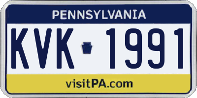 PA license plate KVK1991