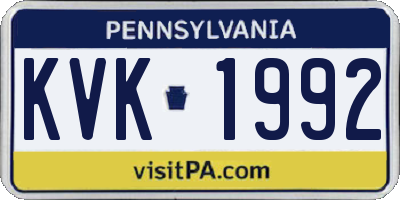 PA license plate KVK1992