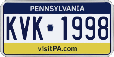 PA license plate KVK1998