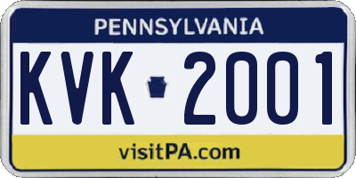 PA license plate KVK2001