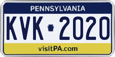 PA license plate KVK2020