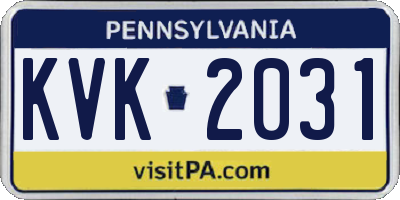 PA license plate KVK2031