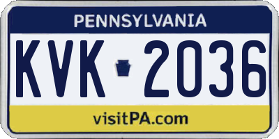 PA license plate KVK2036