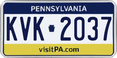 PA license plate KVK2037