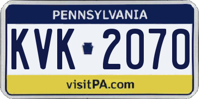 PA license plate KVK2070