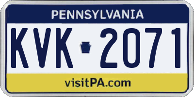 PA license plate KVK2071