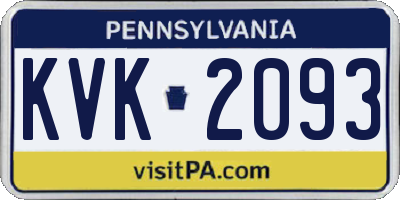 PA license plate KVK2093