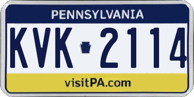 PA license plate KVK2114