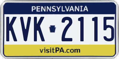 PA license plate KVK2115