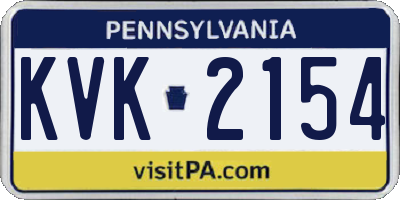PA license plate KVK2154