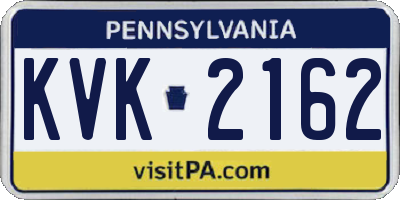 PA license plate KVK2162
