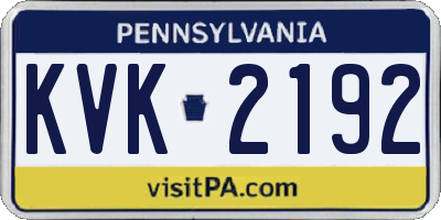PA license plate KVK2192