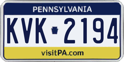 PA license plate KVK2194