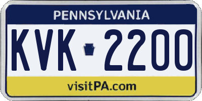 PA license plate KVK2200