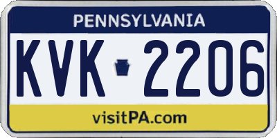PA license plate KVK2206
