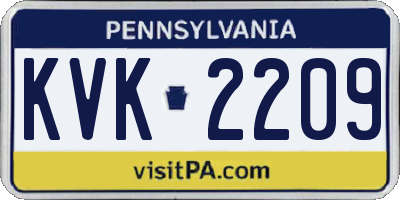 PA license plate KVK2209