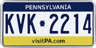 PA license plate KVK2214