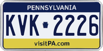 PA license plate KVK2226