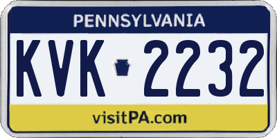 PA license plate KVK2232