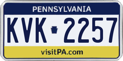 PA license plate KVK2257