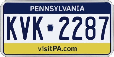 PA license plate KVK2287