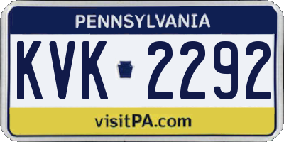 PA license plate KVK2292