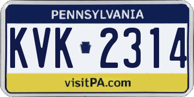 PA license plate KVK2314