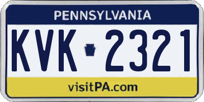 PA license plate KVK2321
