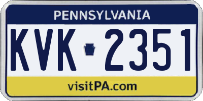 PA license plate KVK2351