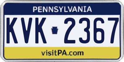 PA license plate KVK2367