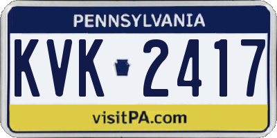 PA license plate KVK2417
