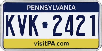 PA license plate KVK2421