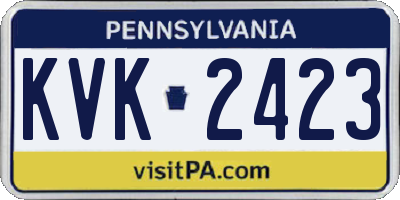 PA license plate KVK2423