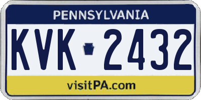 PA license plate KVK2432