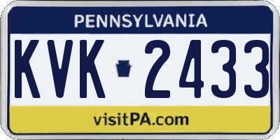 PA license plate KVK2433