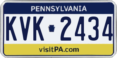 PA license plate KVK2434