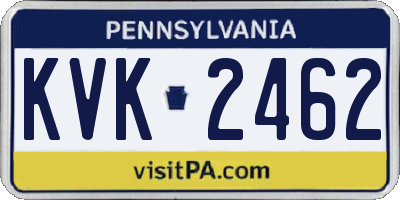 PA license plate KVK2462