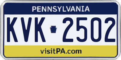 PA license plate KVK2502