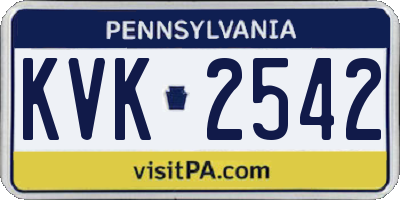 PA license plate KVK2542