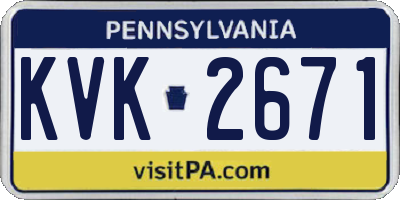 PA license plate KVK2671