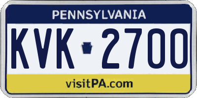 PA license plate KVK2700