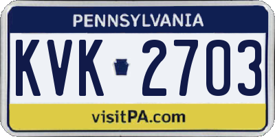 PA license plate KVK2703