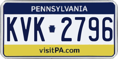 PA license plate KVK2796