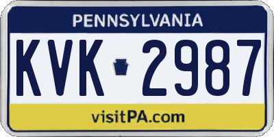 PA license plate KVK2987