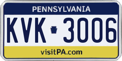 PA license plate KVK3006
